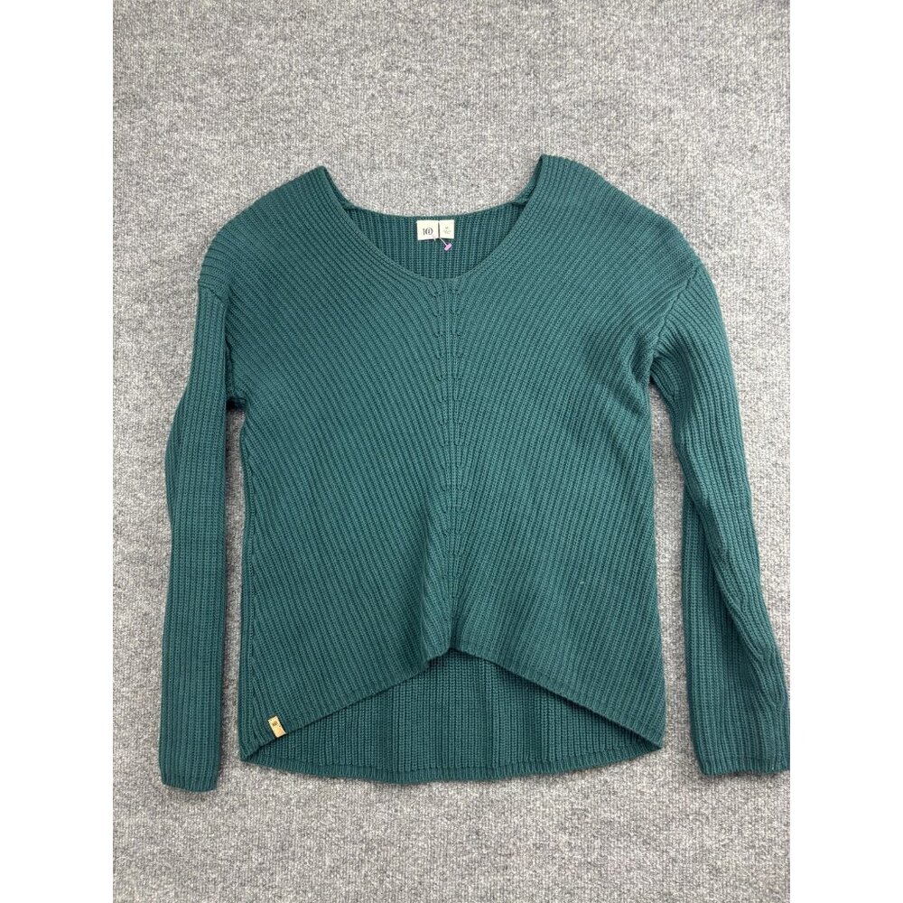 Tentree Sweater Womens Medium Green Organic Cotton Scoop Neck Asymmetrical Hem